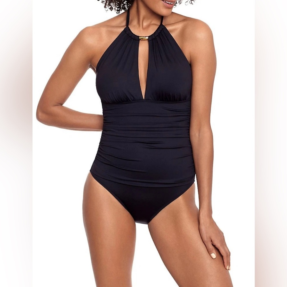 Lauren Ralph Lauren High Neck Halter One Piece Swimsuit - Sz 6